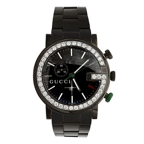 mens black gucci watch|men's gucci watch diamond bezel.